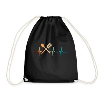 Heartbeat Cook - Drawstring Bag - black - Front