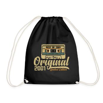 Original 2001 Vintage - 2001 Birthday Gift - Drawstring Bag - black - Front
