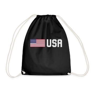 TEAM USA amerikanische Flagge Fahne vor Schrift - Turnbeutel - Schwarz - Vorne