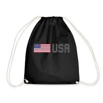 TEAM USA amerikanische Flagge Fahne vor Schrift - Turnbeutel - Schwarz - Vorne