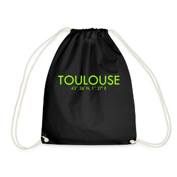 Toulouse France Coordinates Latitude Longitude - Drawstring Bag - black - Front