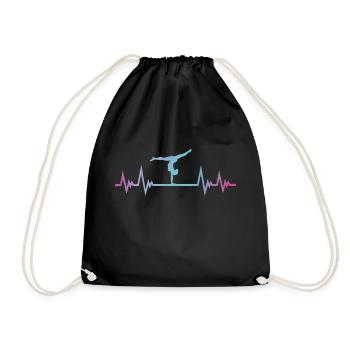 Gymnastique, Gymnaste, ECG de pouls, Rythme cardiaque - Sac de sport léger - noir - Devant