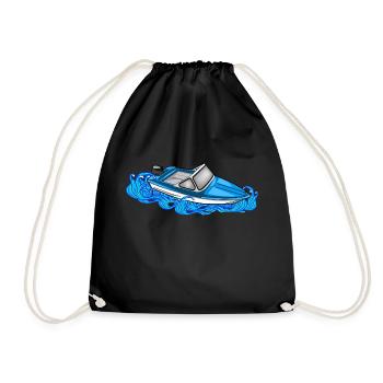 bateau DDR vagues Illustration rétro ibis bateau - Sac de sport léger - noir - Devant
