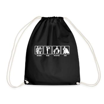 Super Dad Geschenk Hero Vatertag Papa Shirt - Turnbeutel - Schwarz - Vorne