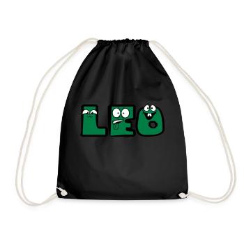 leo first name males child baby offspring pregnant - Drawstring Bag - black - Front