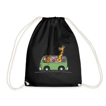 Tier Zoo Bus Kinder T Shirt - Turnbeutel - Schwarz - Vorne