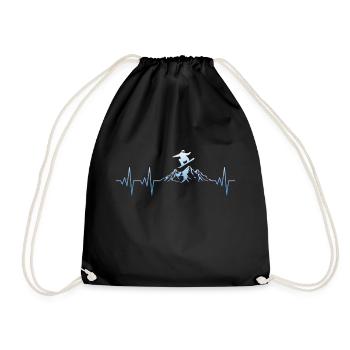 Snowboarder Snowboard Heartbeat - Drawstring Bag - black - Front