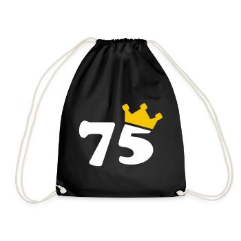 75 Krone 75th birthday 75 years - Drawstring Bag - black - Front
