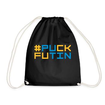 puck futin logo design - Drawstring Bag - black - Front