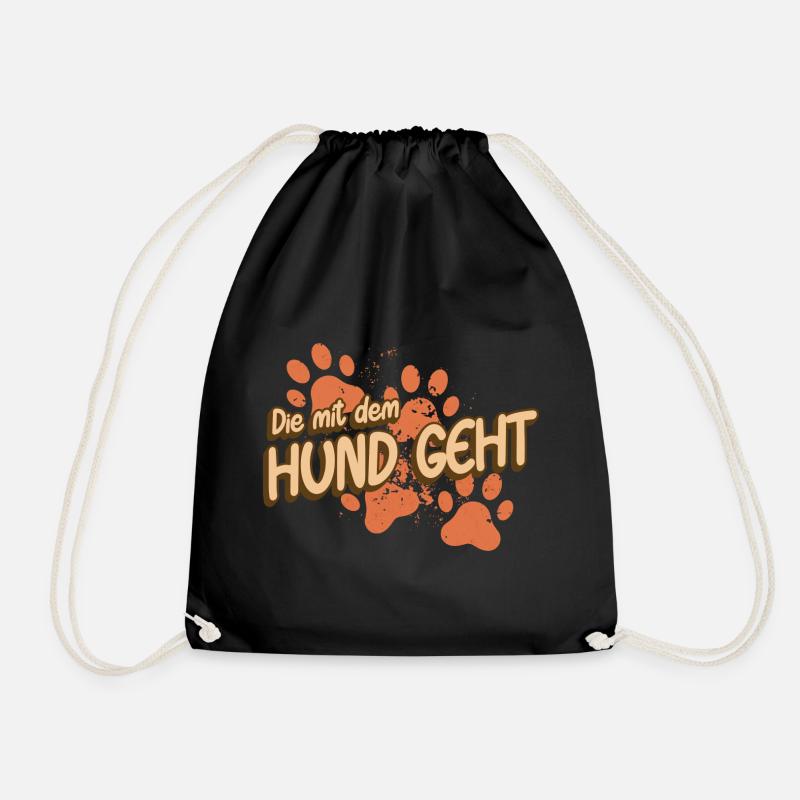 Die mit dem Hund geht - Turnbeutel - Schwarz