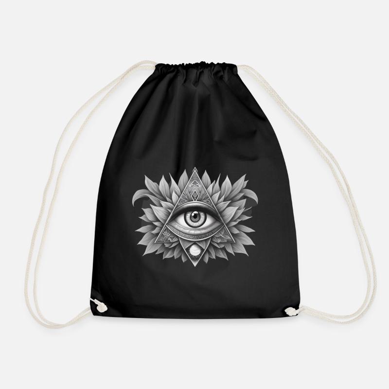 Illuminati Pyramid Eye Triangle Freemason - Drawstring Bag - black