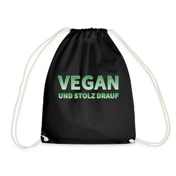 Vegan und stolz drauf-Druck - Turnbeutel - Schwarz - Vorne