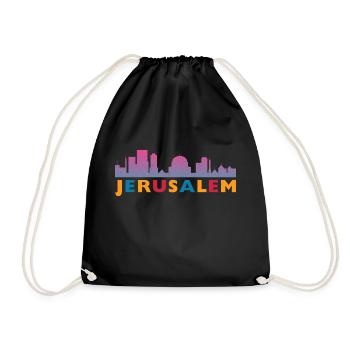 Jerusalem Tel Aviv Israel IDF Jewish Judah - Drawstring Bag - black - Front
