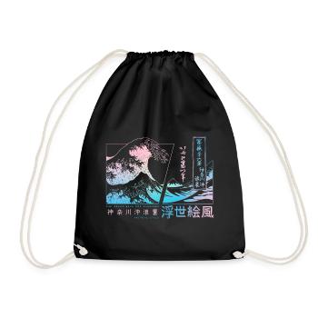 the big wave off Kanagawa, Japan - Drawstring Bag - black - Front