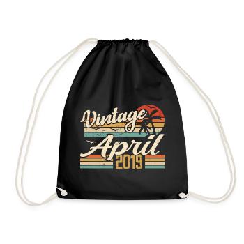 April 2019 Geburtstag Vintage Geschenkidee 2019 - Turnbeutel - Schwarz - Vorne