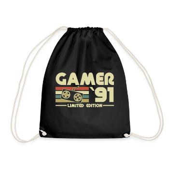 Gamer 91 - Drawstring Bag - black - Front