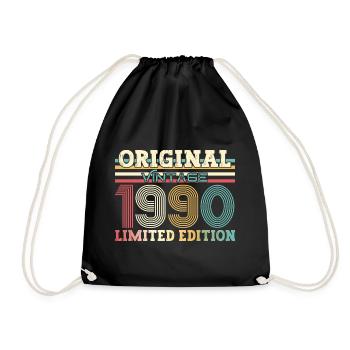Original 1990 Vintage 1990 34th Birthday 1990 - Drawstring Bag - black - Front