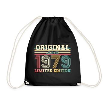 Original June 1979 Born 1979 45th Birthday 79 - Drawstring Bag - black - Front