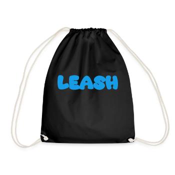 Leash Name Blue - Drawstring Bag - black - Front