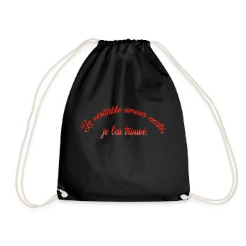 VALENTINES DAY HEART LOVE LOVE ROSE j - Drawstring Bag - black - Front