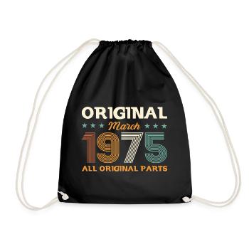 50th Birthday Gift Husband Original March 1975 - Drawstring Bag - black - Front