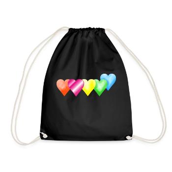 bunte Herzen - Turnbeutel - Schwarz - Vorne