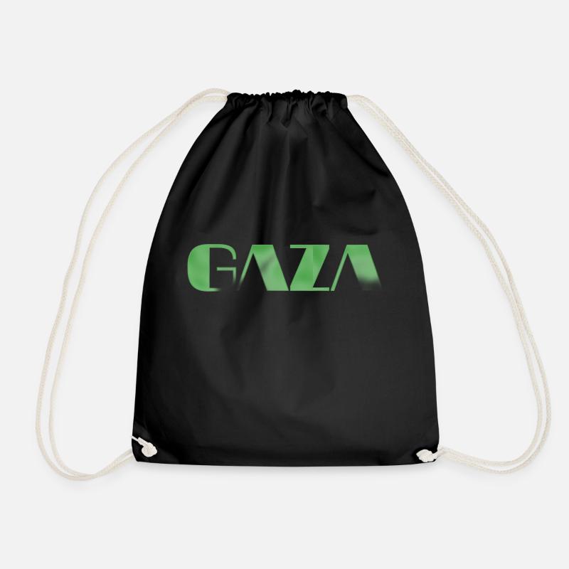 vintage Gaza text green - Drawstring Bag - black