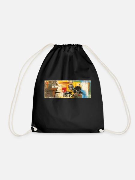 Compartmetalized - Drawstring Bag - black