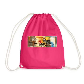 Compartmetalized - Drawstring Bag - fuchsia - Front