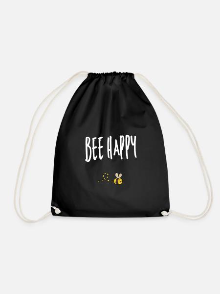 Bee happy Biene Imker Wespe Honig Spruch Bienen - Turnbeutel - Schwarz