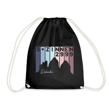 3 Drei Zinnen Dolomiten E5 Südtirol Pastell Retro - Turnbeutel - Schwarz - Vorne