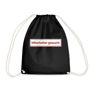 Mitarbeiter gesucht | Aufkleber - Turnbeutel - Schwarz - Vorne