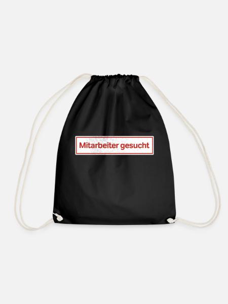 Mitarbeiter gesucht | Aufkleber - Turnbeutel - Schwarz