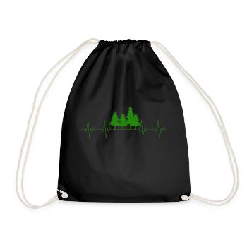 Herzschlag Baum Wald Natur Outdoor Geschenk - Turnbeutel - Schwarz - Vorne
