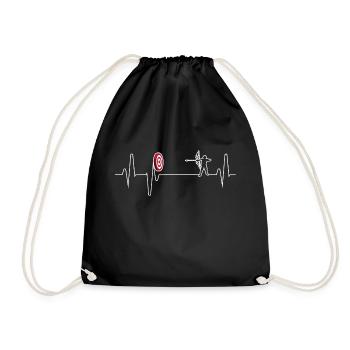 Archery Heartbeat Shirt Gift Arrow & Bow - Turnbeutel - Schwarz - Vorne