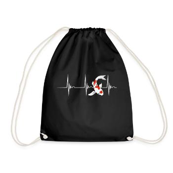 Koi Karpfen Fisch Herzschlag EKG Puls Kohaku Sanke - Turnbeutel - Schwarz - Vorne