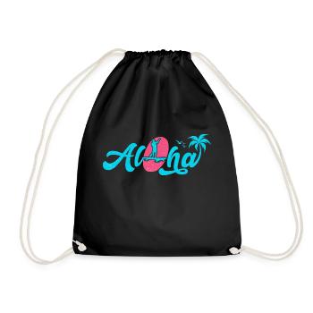 "Aloha" Stand Up Paddling blau - Turnbeutel - Schwarz - Vorne