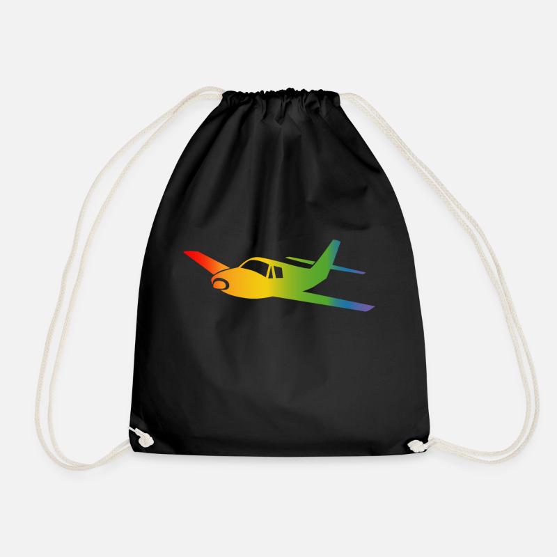 Flugzeug Regenbogen Verlauf - Turnbeutel - Schwarz