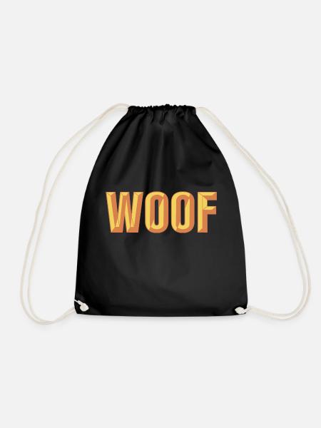 Woof Beveled Text Design - Drawstring Bag - black