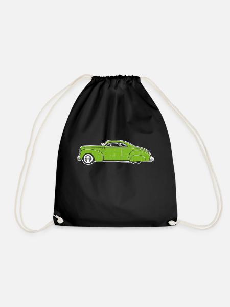 Hot Rod Custom Car green, design by Mondwinkel - Drawstring Bag - black