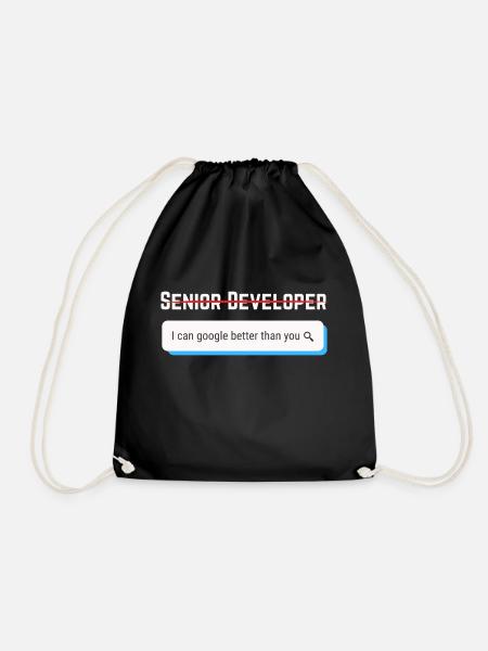 Senior Developer mit Google Spruch für Entwickler! - Turnbeutel - Schwarz