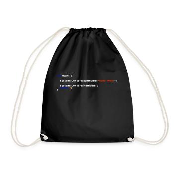 Programmierer Admin IT Code Nerd Hallo Welt EDV - Turnbeutel - Schwarz - Vorne