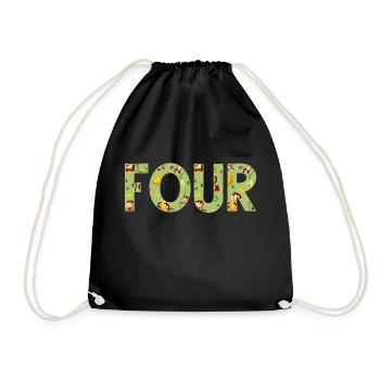 Jungle Birthday Children Zoo Animal 4 years old - Drawstring Bag - black - Front