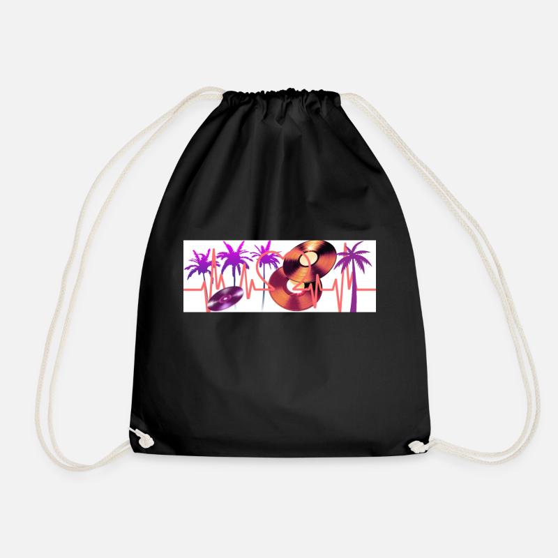 palms and traces - Drawstring Bag - black