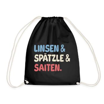 Linsen, Spätzle und Saiten - Turnbeutel - Schwarz - Vorne