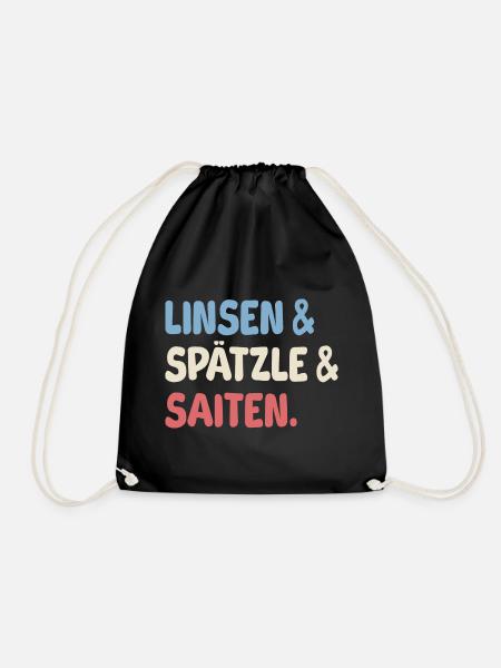 Linsen, Spätzle und Saiten - Turnbeutel - Schwarz