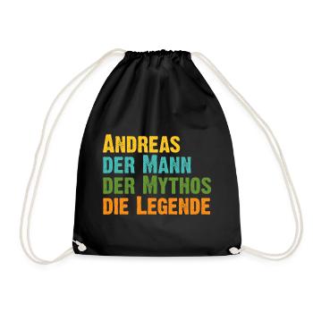 Andreas der Mythos die Legende Vorname Andreas - Turnbeutel - Schwarz - Vorne