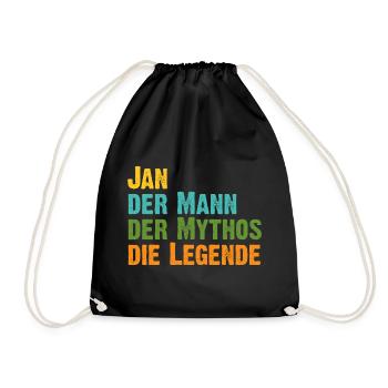 Jan der Mythos die Legende Vorname Jan - Turnbeutel - Schwarz - Vorne