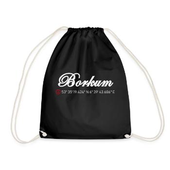 Borkum Koordinaten - Turnbeutel - Schwarz - Vorne