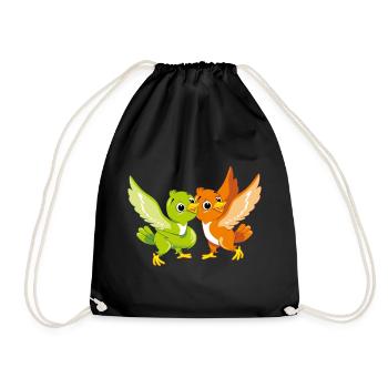 Heureux deux oiseaux mignons caricaturaux - Sac de sport léger - noir - Devant